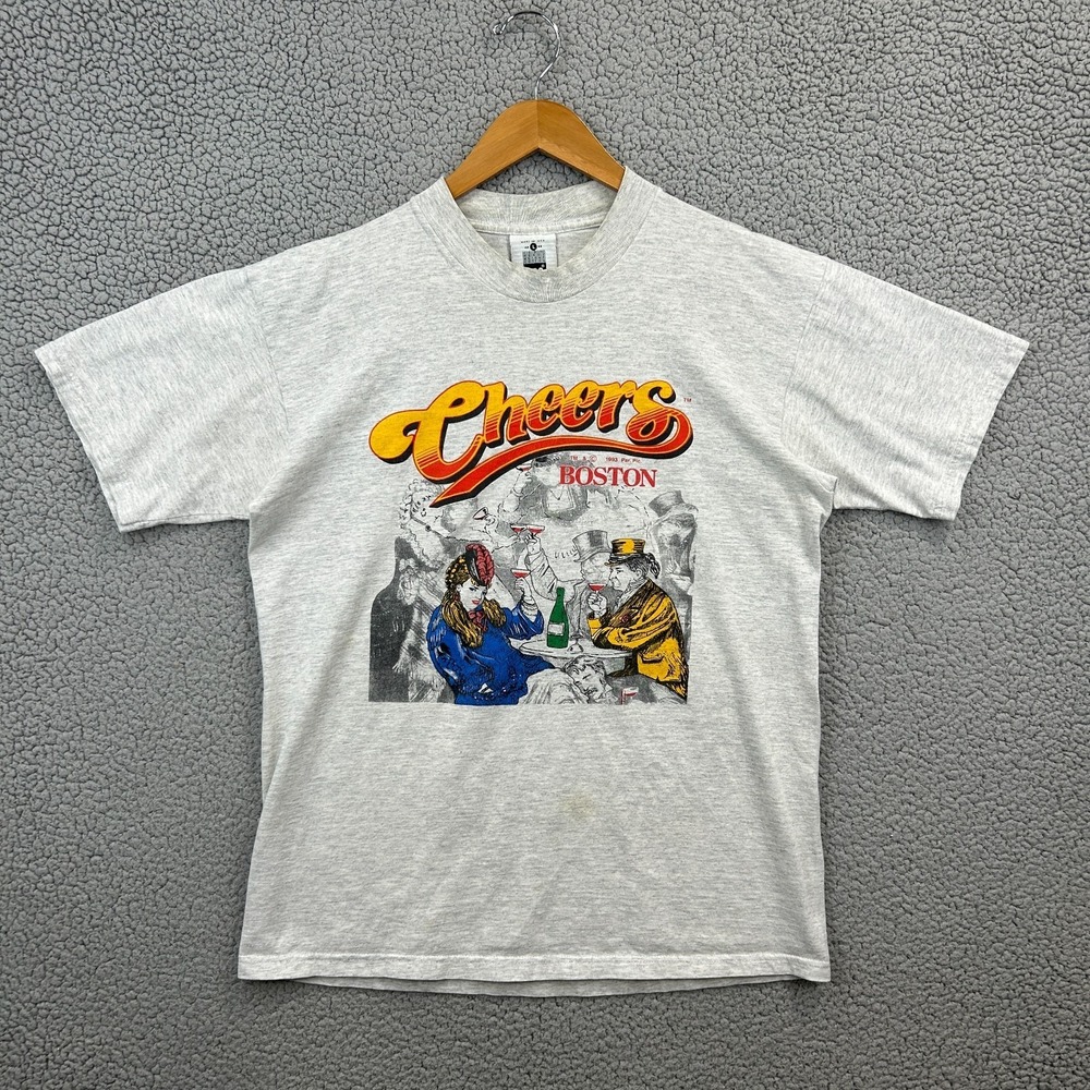 Vintage Cheers T-Shirt 1992 Single Stitch Softee Grey Mens L Made in USA TV Show